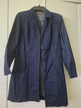 Women's Caslon Blue Denim Button Up Tailored Fit Lightweight Jacket Size S